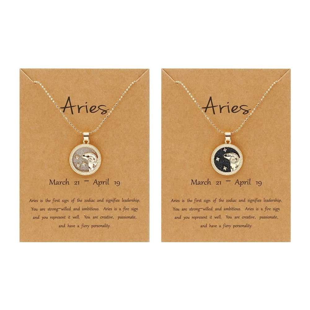 Day/Sun and Night/Moon Aries Necklace 2 Piece Necklace Set